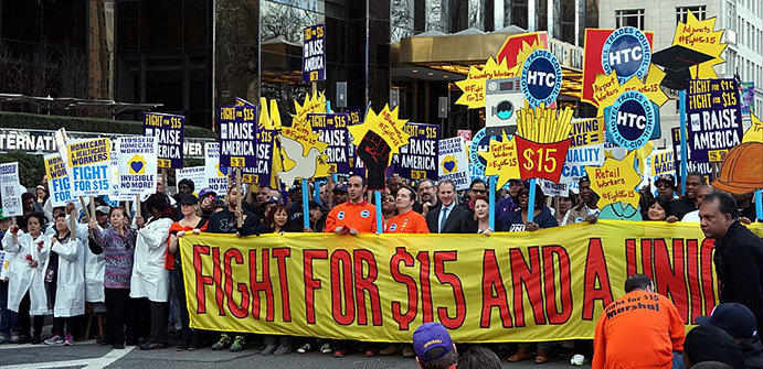 $15 minimum wage protest in 2015